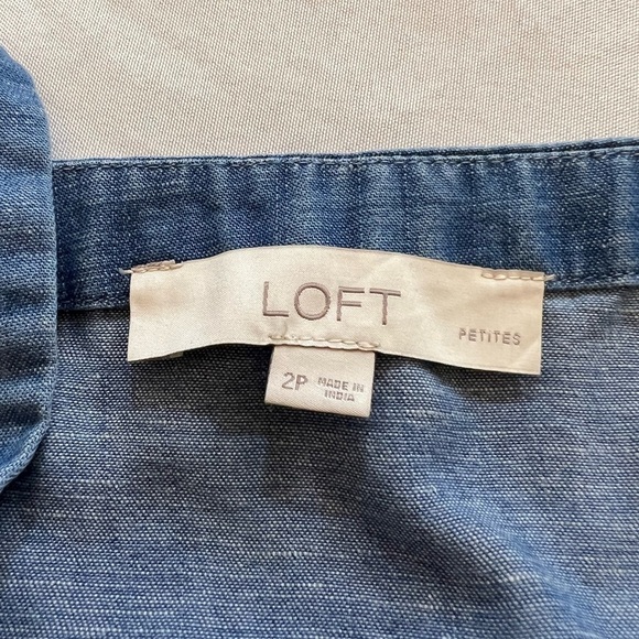 LOFT Women’s Chambray Mini Dress, Size 2P - Picture 3 of 6